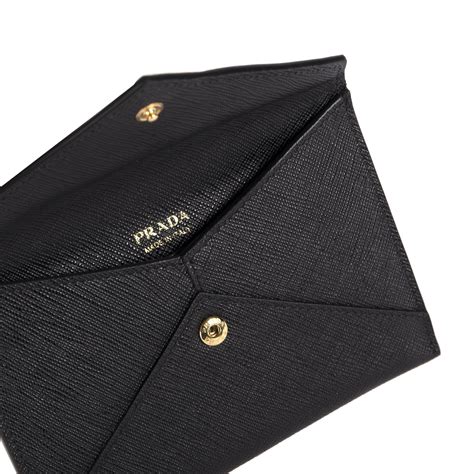 prada saffiano envelope wallet.